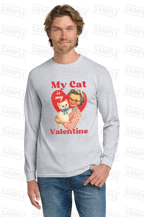 My Cat is My Valentine Gildan® Heavy Cotton™ 100% Cotton Long Sleeve T-Shirt