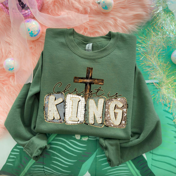 Christ is King with Cross Gildan® Heavy Blend™ Crewneck Sweatshirt