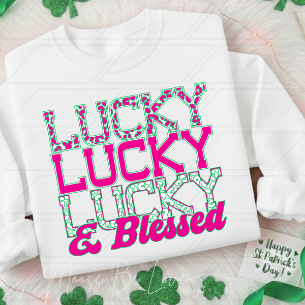 Lucky & Blessed Stacked Green Gildan® Heavy Blend™ Crewneck Sweatshirt