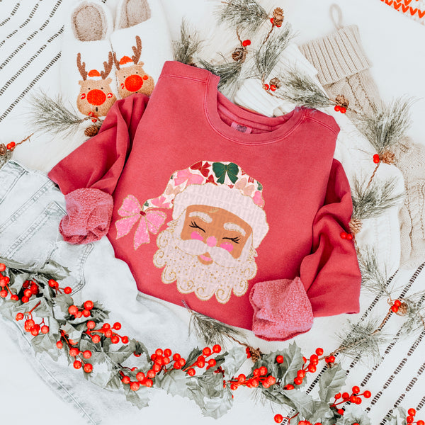 Glittered Up Santa Comfort Colors® Ring Spun Crewneck Sweatshirt
