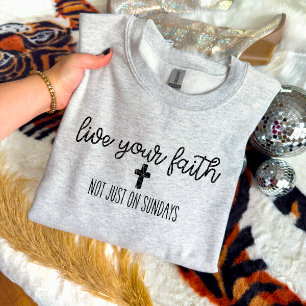 Live Your Faith Gildan® Heavy Blend™ Crewneck Sweatshirt