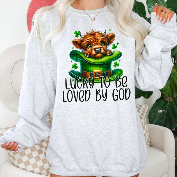 Lucky to be Loved by God Gildan® Heavy Blend™ Crewneck Sweatshirt