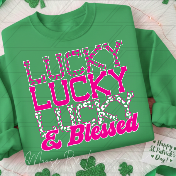Lucky & Blessed Stacked Green Gildan® Heavy Blend™ Crewneck Sweatshirt
