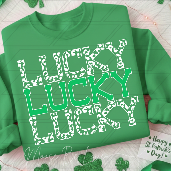 Lucky Stacked Green Gildan® Heavy Blend™ Crewneck Sweatshirt
